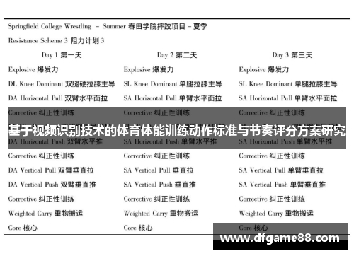 基于视频识别技术的体育体能训练动作标准与节奏评分方案研究
